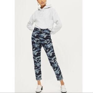 Topshop moto camo mom high waisted jeans